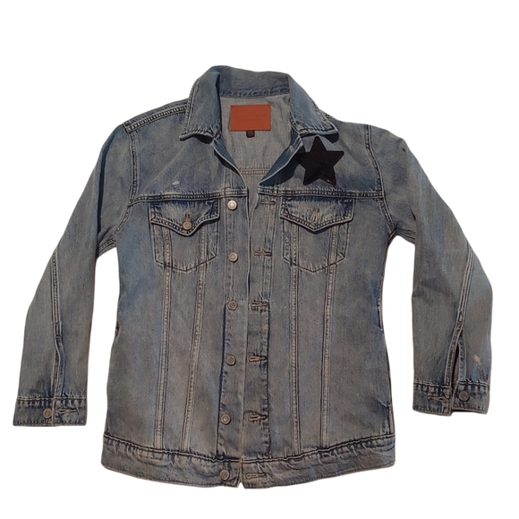 Lucky Brand Womens Denim Jacket Sz S Embellished - Picture 2 of 5